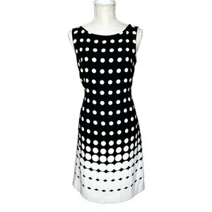 Banana Republic Dress Size 8 Black & White Polka Dot Pencil Dress
